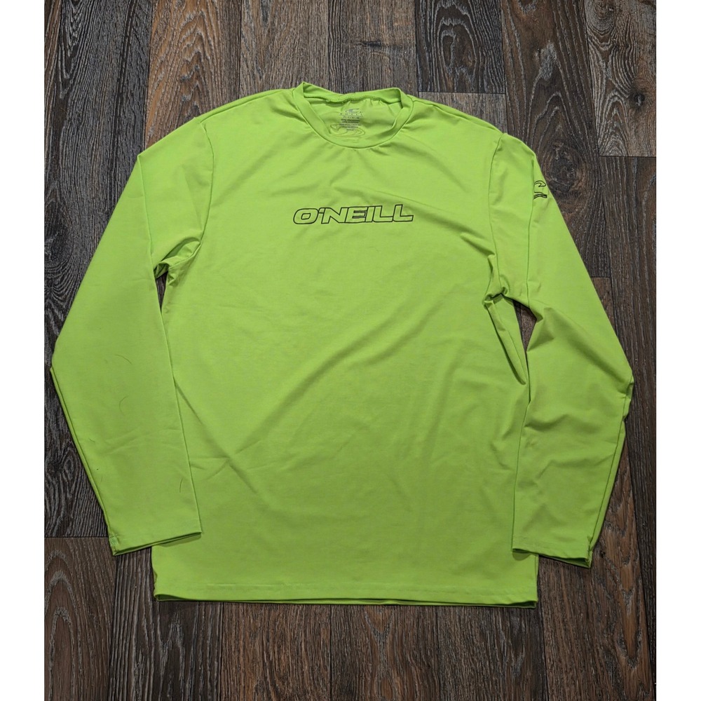 O'Neill Mens Rash Guard Long Sleeve Lime Green UV 50+ Sun Protection Shirt Small